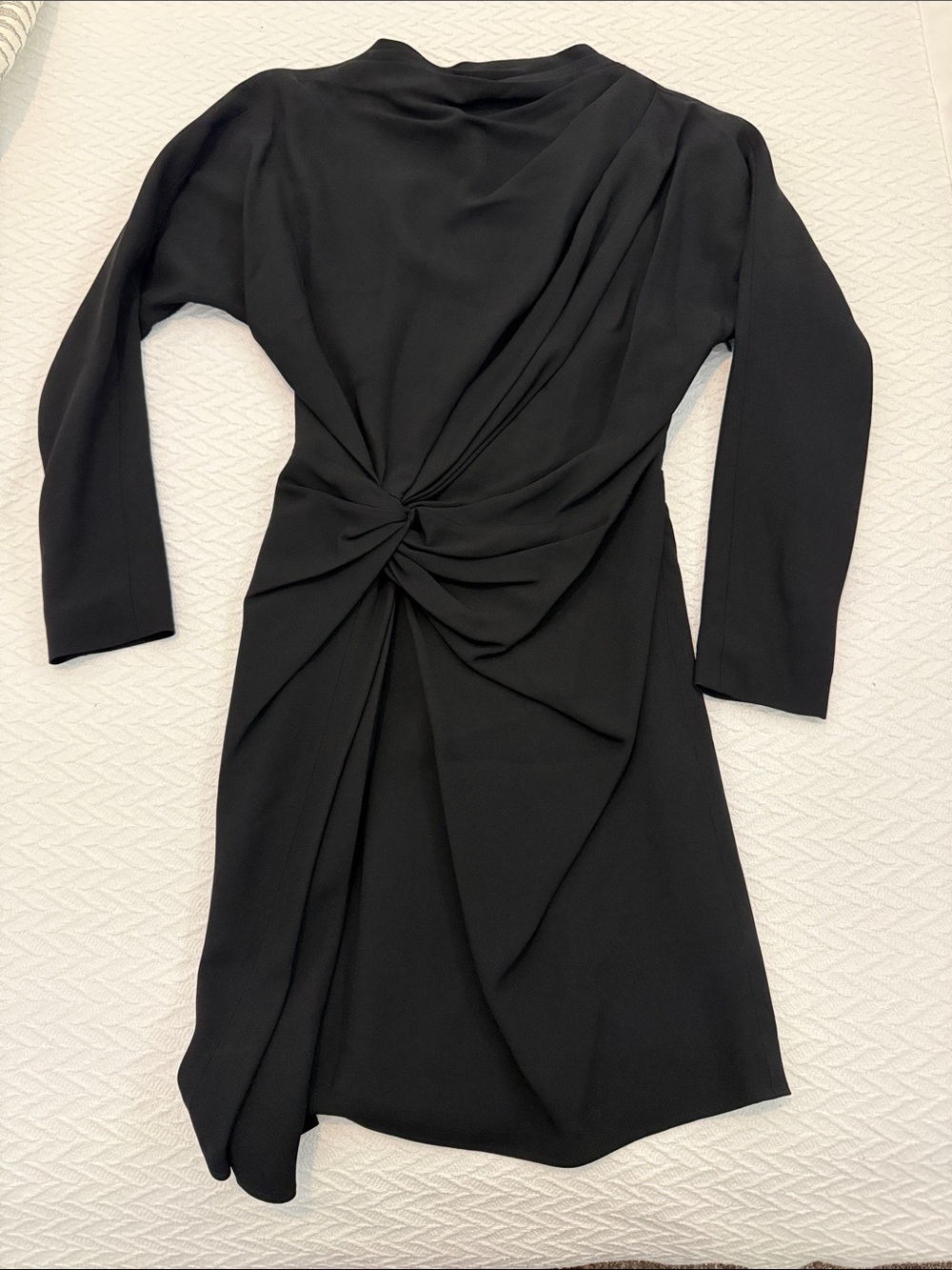Celine Black Long-Sleeve Draped Twist Dress